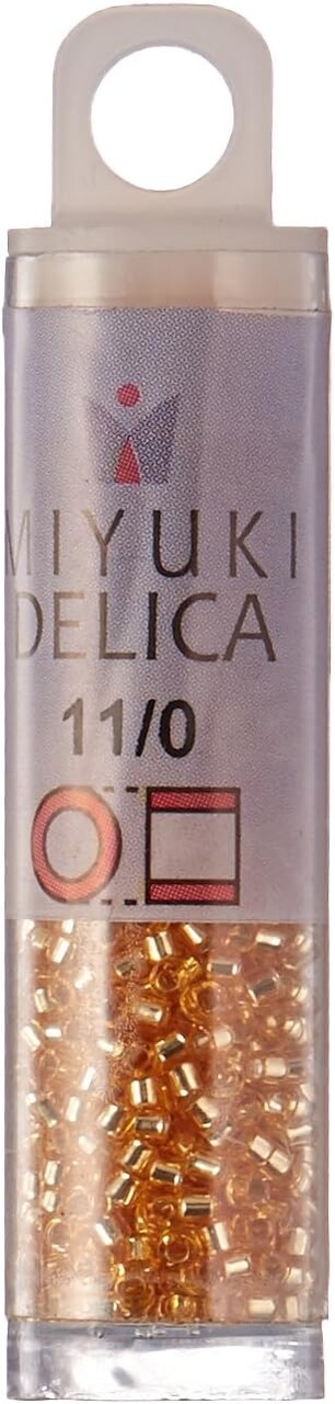 Miyuki DB042 7.2gm Delica Seed Beads, Size 11/0, Silver Lined Gold